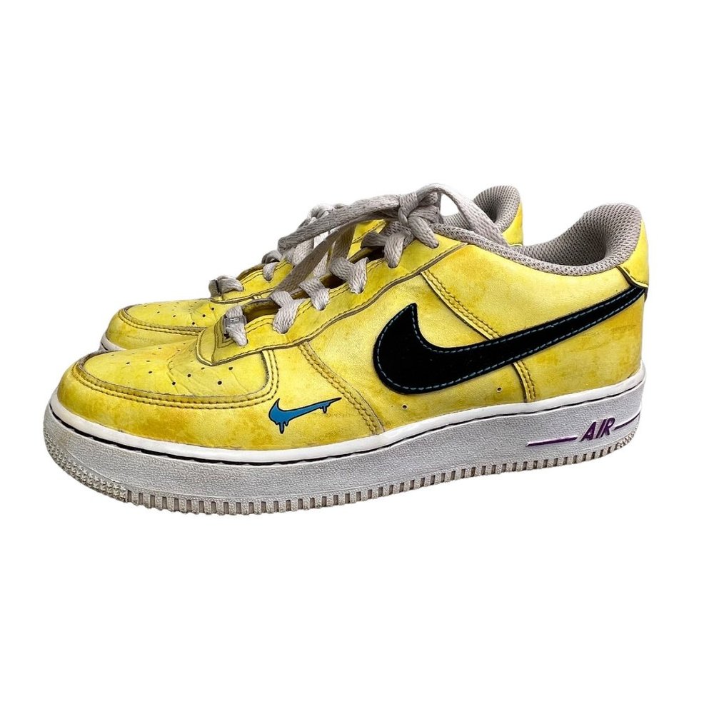 Nike Air Force 1 Peace Love Basketball Sneakers Shoes size 7Y 7 Youth Yellow
